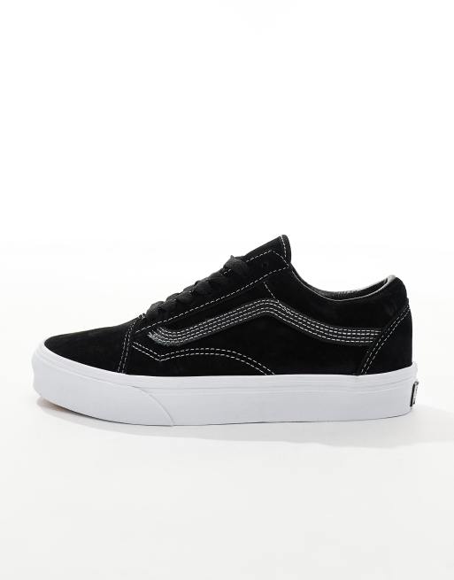 Vans old skool suede trainers in black with white sole