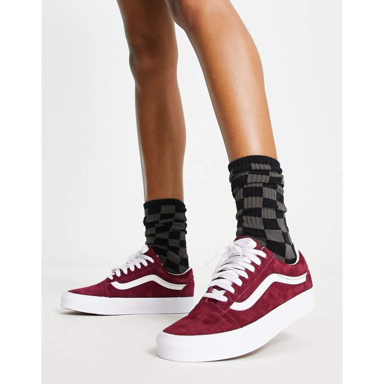 Burgundy vans store with black sole