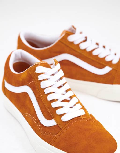 Orange on sale leather vans