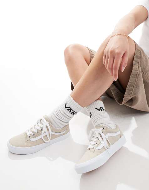 Vans – Old Skool Summer – Beżowe lniane buty sportowe - view 1
