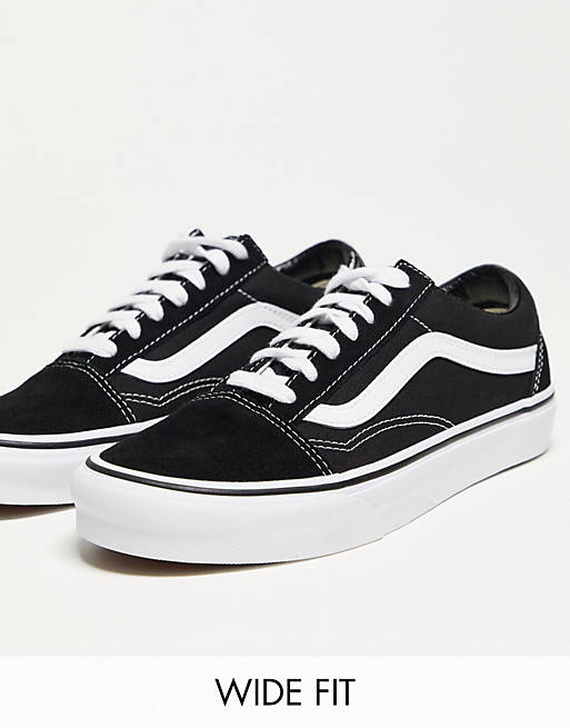 Vans – Old Skool – Svarta och vita sneakers med bred passform 