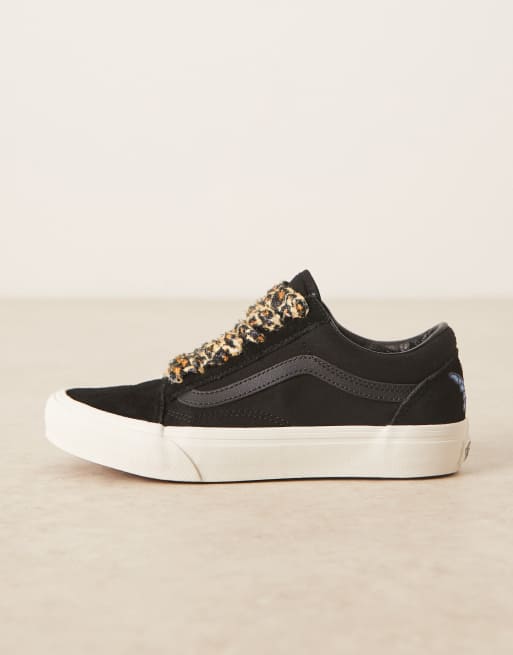 Vans – Old Skool – Svarta sneakers i milleniestil med gepardmönstrade snören, 2 av 5