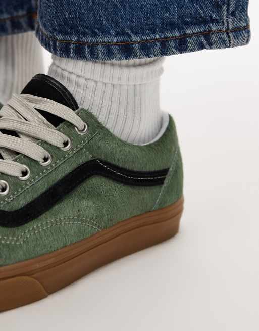 Vans – Old Skool – Szałwiowozielone buty sportowe z włosiem pony, 4 z 5