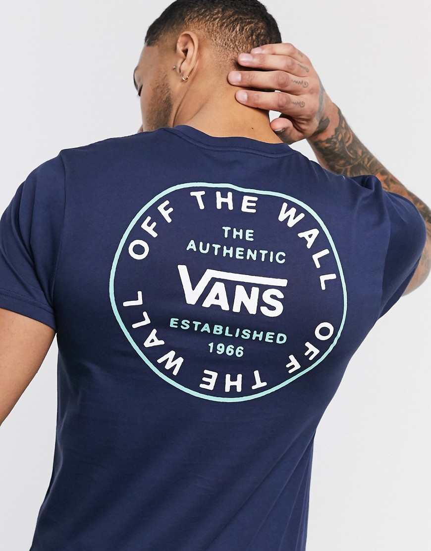 Vans - Old Skool - T-shirt con logo a cerchio blu navy
