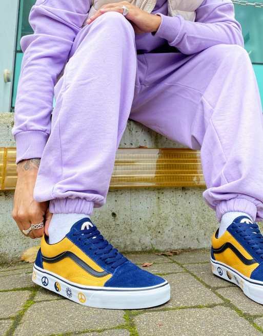 Blue and yellow clearance old skool vans