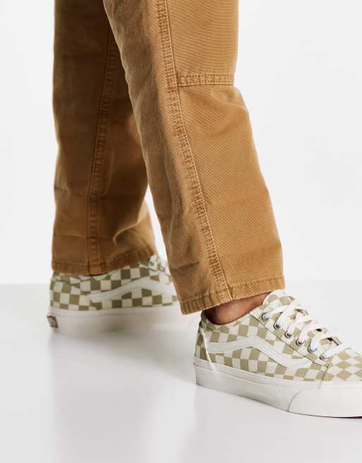 Khaki store checkered vans