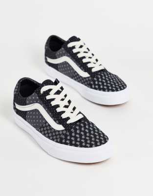 Vans Old Skool Tie Print Patchwork Sneakers In Black | ModeSens NEW TIE PRINT PATCHWORK OLD SKOOL SHOES main image 0