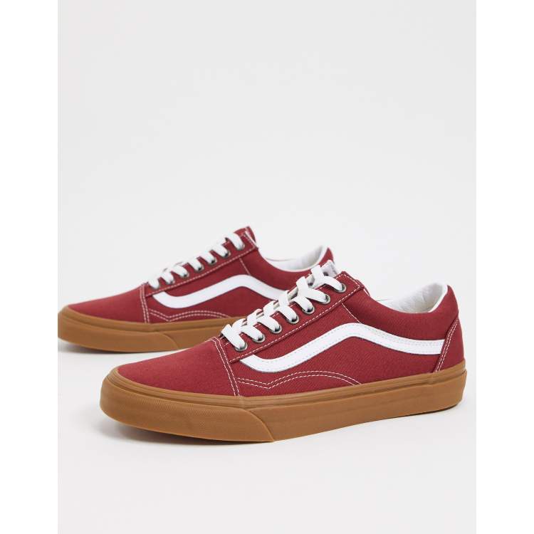 Burgundy vans clearance with brown sole