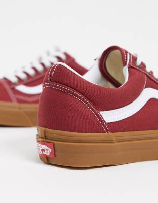 vans old skool red gum