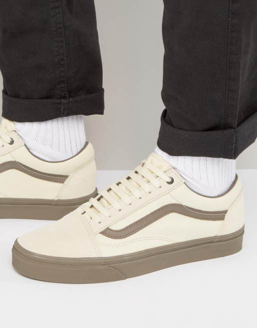 vans old skool leder beige