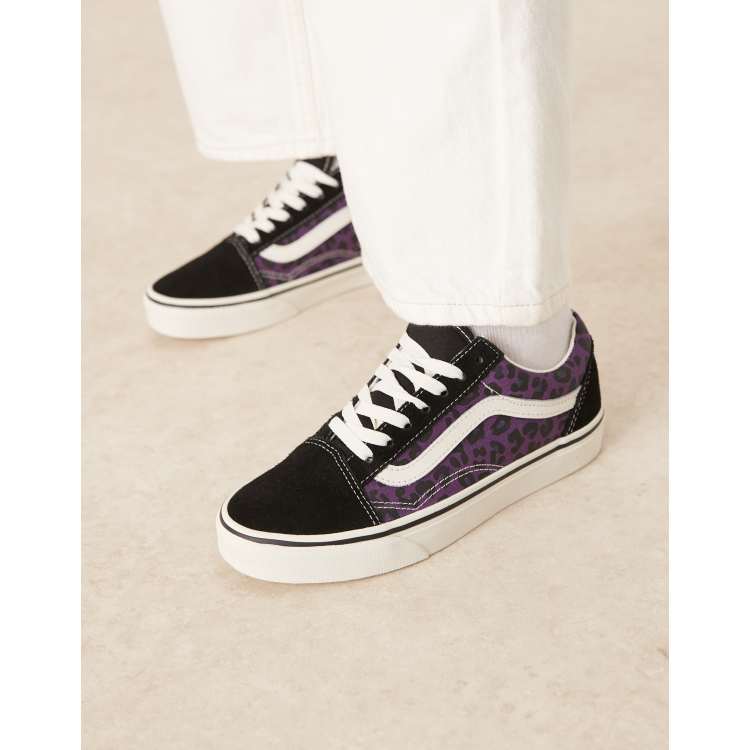 Vans Old Skool trainers in black and purple leopard print ASOS