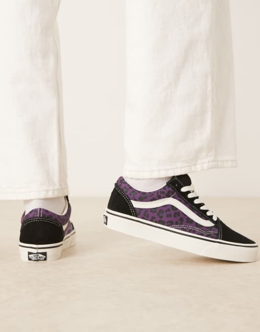 Vans Old Skool trainers in black and purple leopard print, 5 of 5
