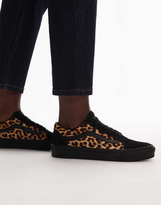 Vans Old Skool trainers in black leopard, 3 of 5