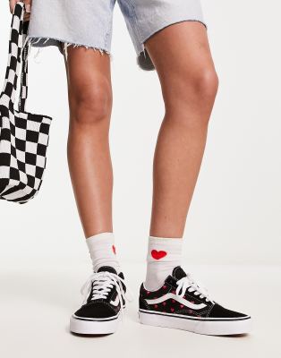 Vans Old Skool trainers in black with hearts