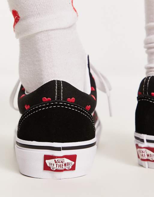 Vans old skool on sale black with red stripe