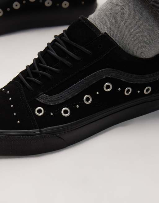 Vans Old Skool trainers in black with metallic details, 3 of 5
