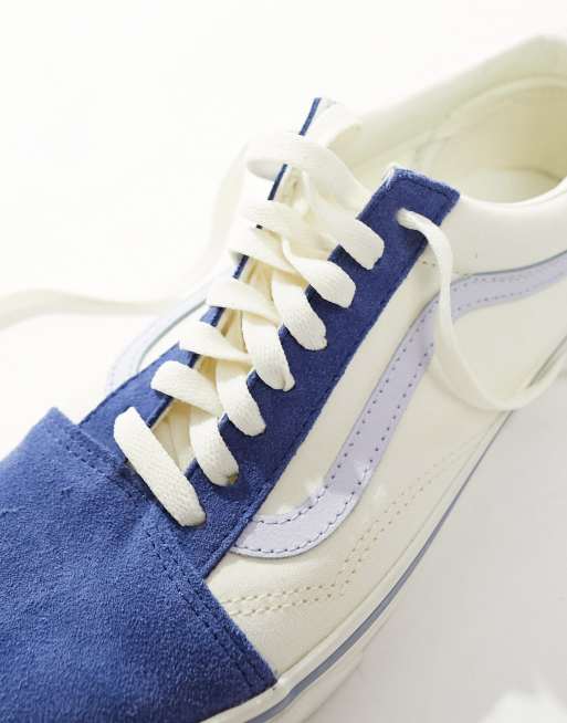 Blue vans best sale white stripe