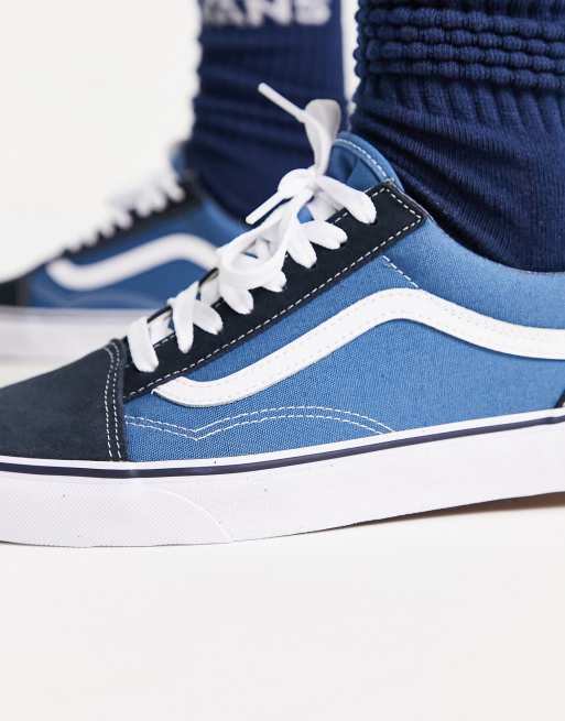 Vans old skool on sale blue and white