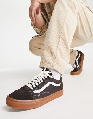 Vans Old Skool trainers in brown with gum sole  - ASOS Price Checker