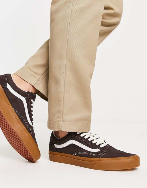 Vans Old Skool trainers in brown with Gumsole