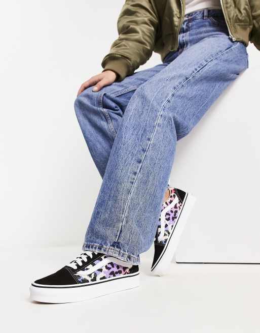 Old skool vans hot sale with leopard stripe