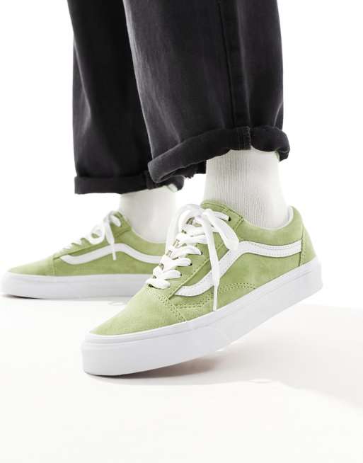 Vans old skool white hot sale green