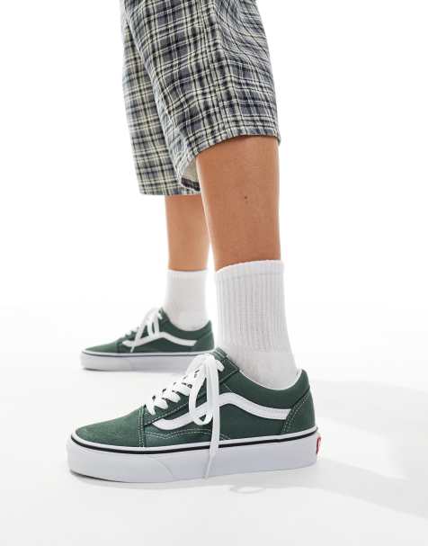 Vans old skool trainers in mid green - view 1