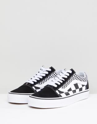 vans mixed checkerboard old skool womens