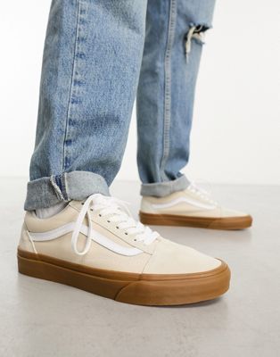 Vans Old Skool trainers in oatmeal with gum sole