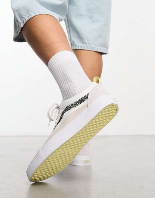 Vans white snake hot sale old skool platform