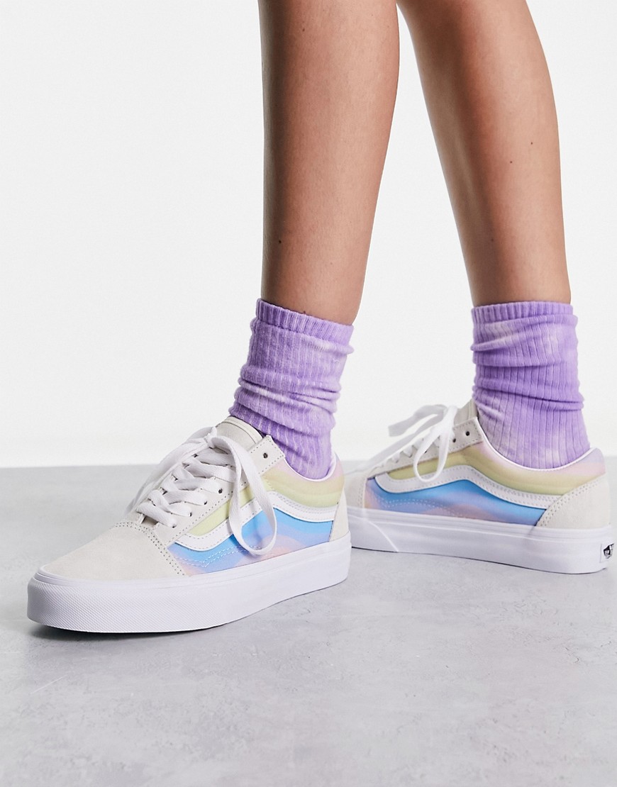 Vans Old Skool trainers in off white with multi side panels