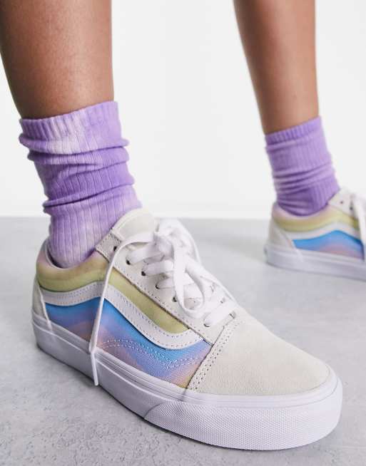 Vans Old Skool trainers in off white with multi side panels