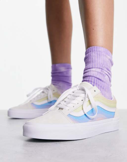 Vans Old Skool trainers in off white with multi side panels