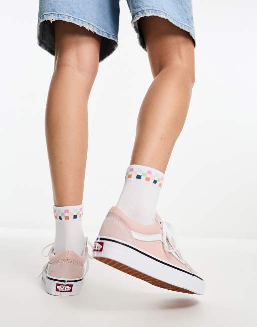 Vans old skool white on sale rose