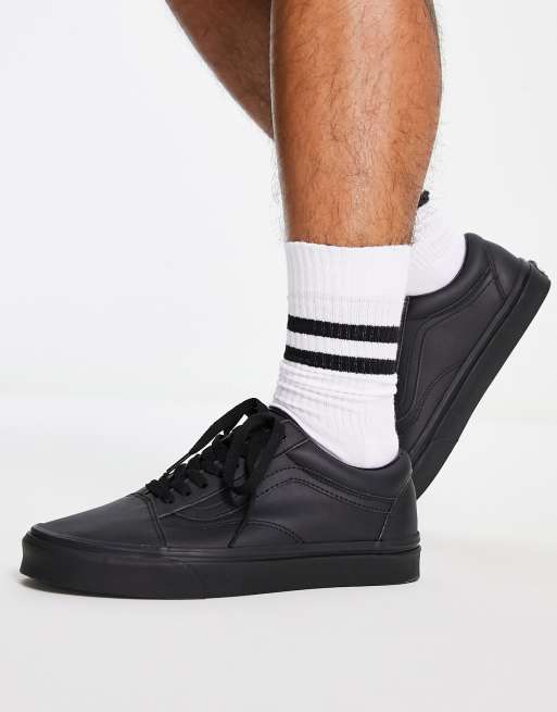 Black leather old school hot sale vans