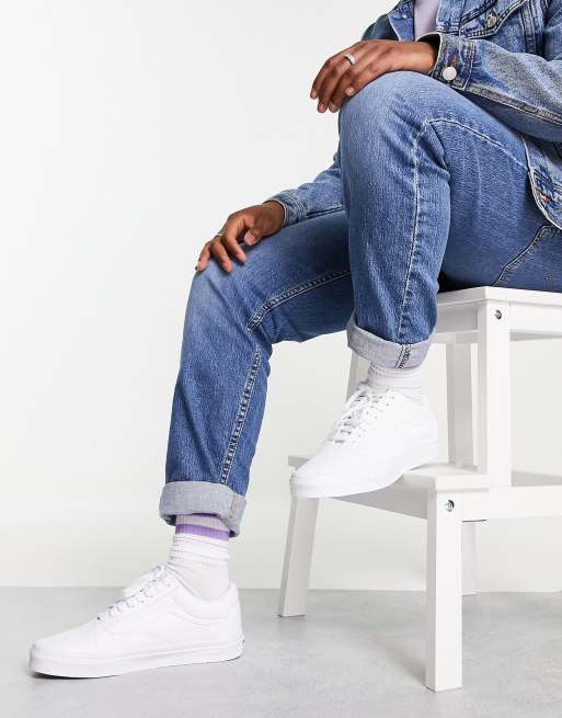 All white old skool clearance vans outfit