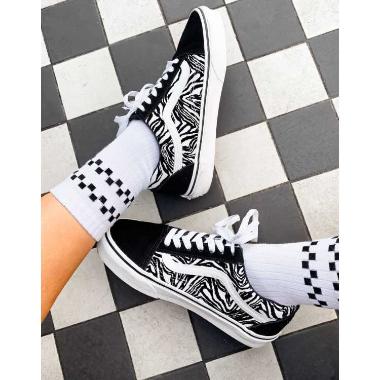 All black zebra print vans best sale