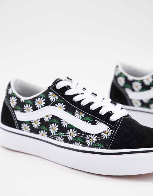 Black vans hot sale flowers