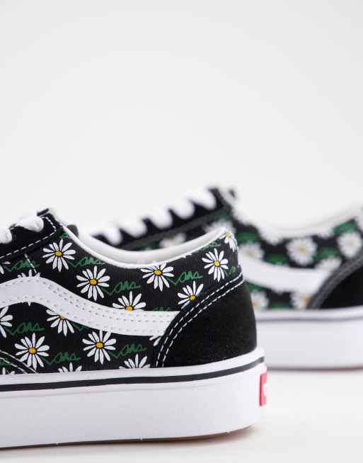 Black vans deals with white flowers