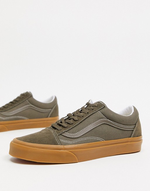 Vans Old Skool trainers with gum sole in green