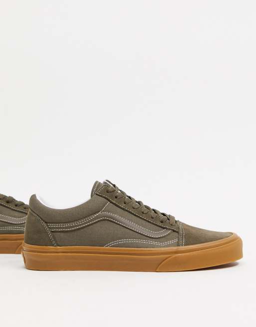 Vans old skool suede and sale gum kahki trainers