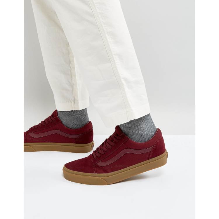 Vans maroon hot sale gum sole