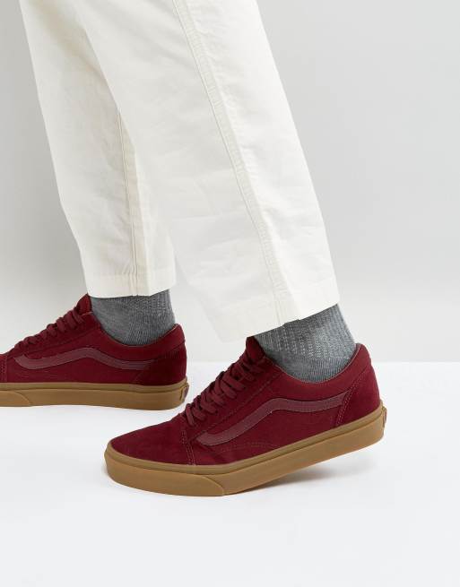 Vans Old Skool Trainers With Gum Sole In Red VA38G1POB ASOS