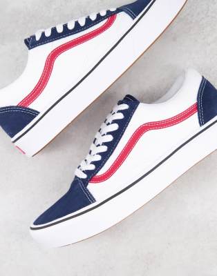 old skool blue and white vans