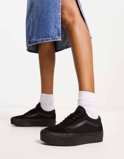 Vans old skool triple black platform trainers sales