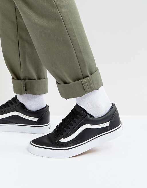 Vans - Old Skool VA38G1NQR - Scarpe da ginnastica nere in pelle Vans - Old Skool VA38G1NQR - Scarpe da ginnastica nere in pelle