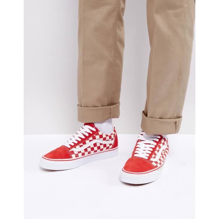 Vans Old Skool VA38G1P0T Baskets damier Rouge