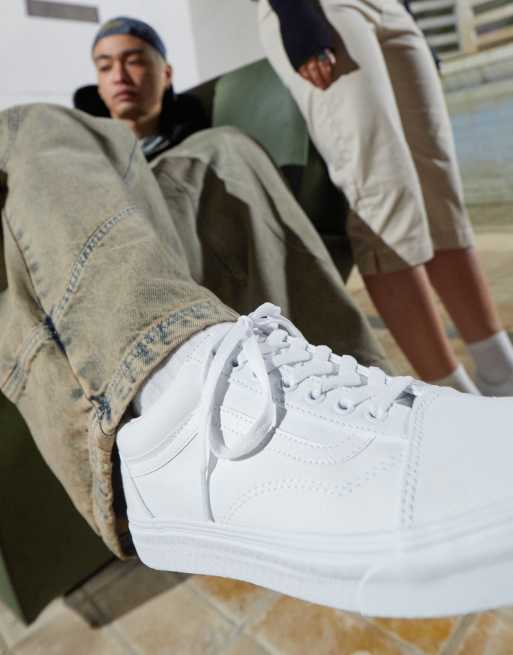 All white vans on feet online