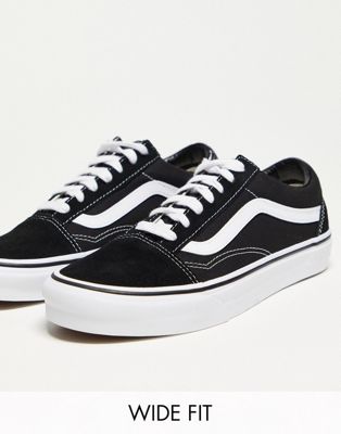 Vans Old Skool wide fit trainers in black and white  - ASOS Price Checker