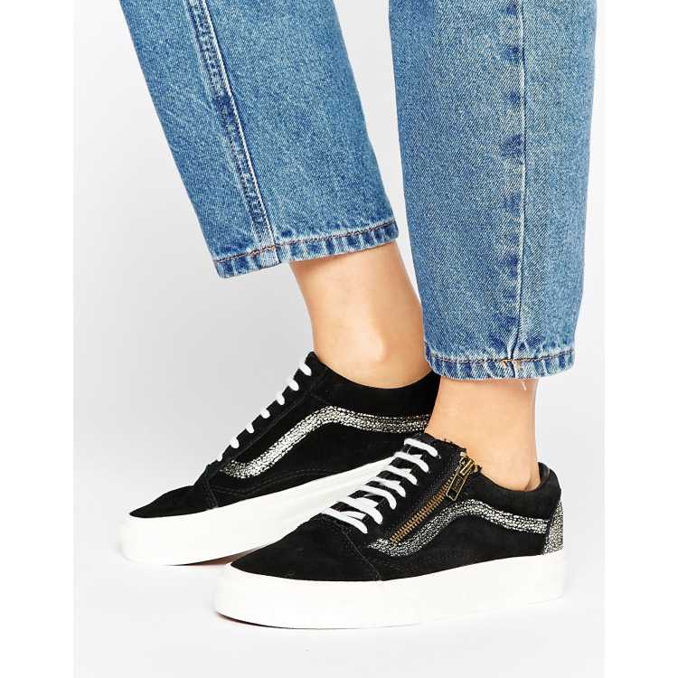 Vans Old Skool Zip Trainers In Black And Gold